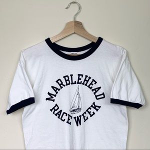 Vintage 80’s Champion Marblehead Massachusetts Boat Race Week Ringer T-shirt